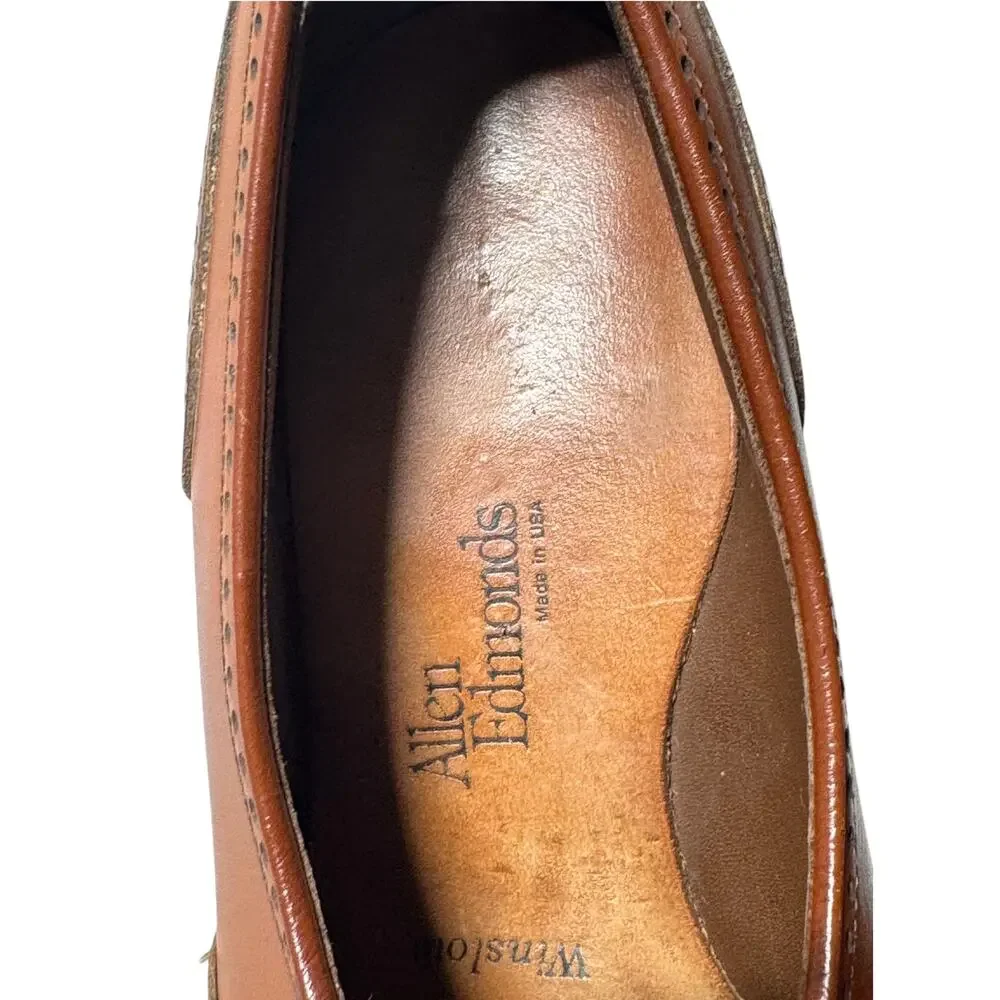 Allen Edmonds Bridgeton Loafers Mens 8.5D Brown Leather Kiltie Wingtip Slip On
